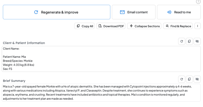 Case Summary for Mia